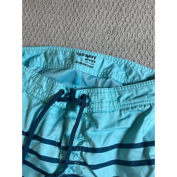 Old Navy Men’s Swim Trunks Blue Striped‎ Board Shorts Size Medium - Picture 4 of 5